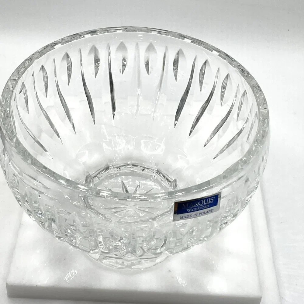 Waterford Marquis Sheridan Diamond Cut Wedge Cut Clear Crystal Footed Bowl 6
